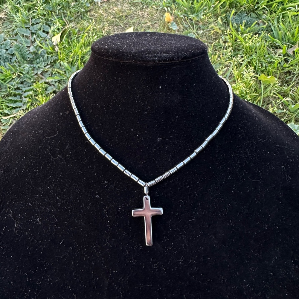 Hematite Cross Necklace
